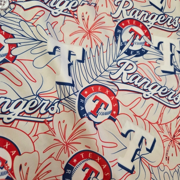 Texas Rangers Promo Hawaiian Shirt Men's Floral Short Sleeve Button Up - Picture 4 of 6